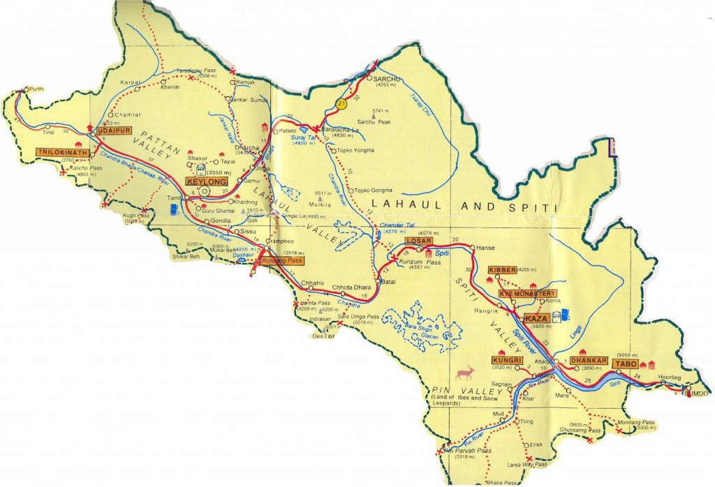 Lahaul-Valley-and-Spiti-Valley-India-Tourist-Map